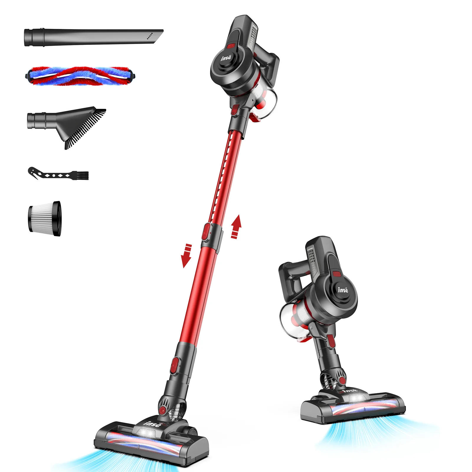 INSE Cordless Vacuum Cleaner,6 in 1 Powerful Stick Handheld Vacuum,25Kpa Vacuum Cleaner,45min Runtime,Lightweight Cordless Stick Vacuum for Hard Floor Carpet Pet Hair,N670 - Image 2