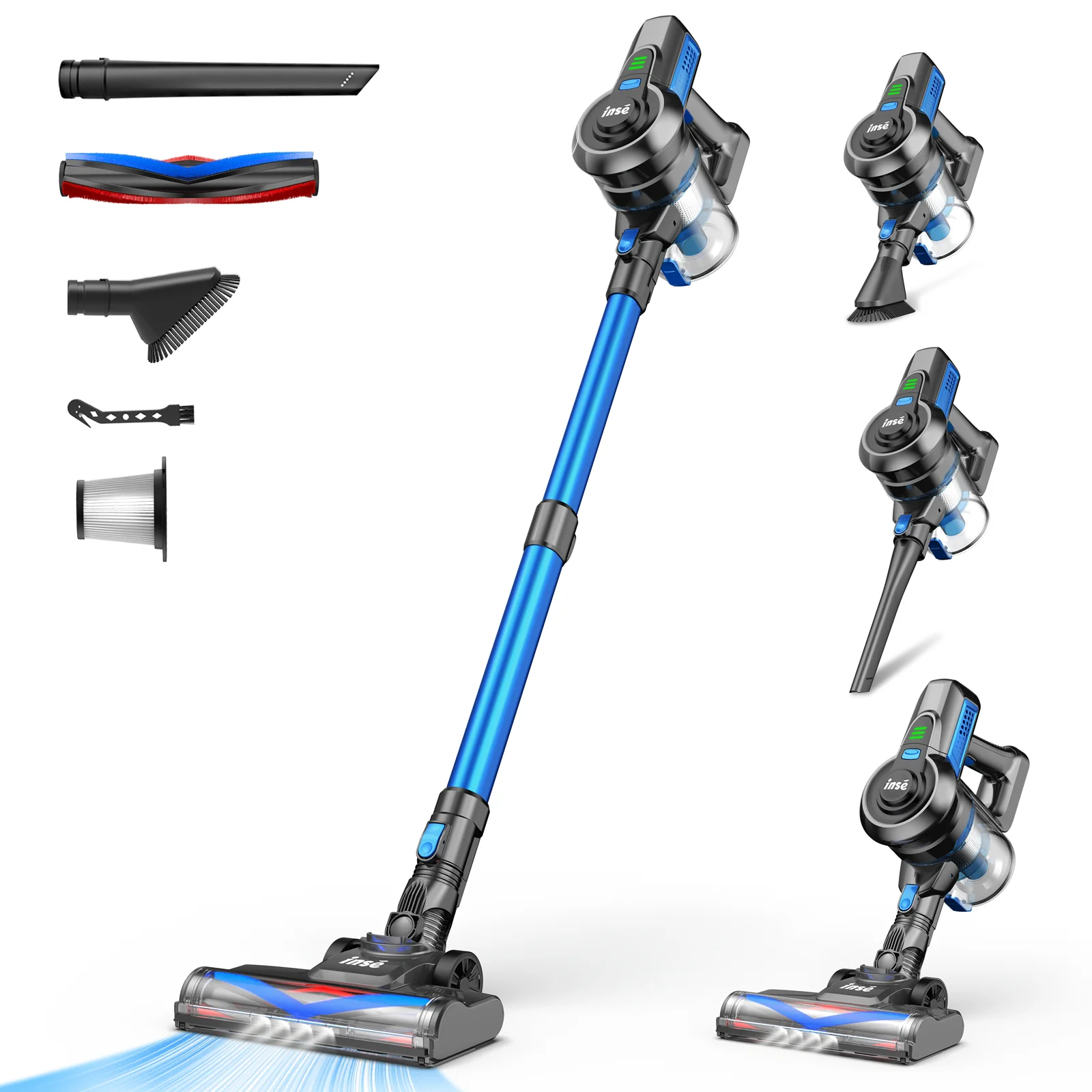 INSE Cordless Vacuum Cleaner,6 in 1 Powerful Stick Handheld Vacuum,25Kpa Vacuum Cleaner,45min Runtime,Lightweight Cordless Stick Vacuum for Hard Floor Carpet Pet Hair,N670 - Image 4