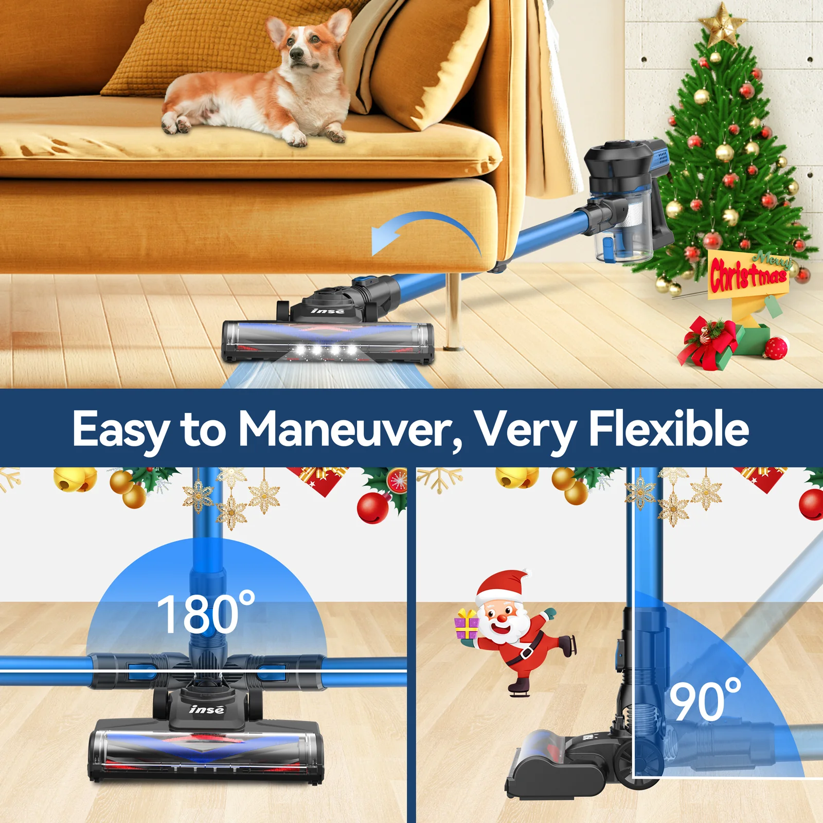 INSE Cordless Vacuum Cleaner,6 in 1 Powerful Stick Handheld Vacuum,25Kpa Vacuum Cleaner,45min Runtime,Lightweight Cordless Stick Vacuum for Hard Floor Carpet Pet Hair,N670 - Image 8