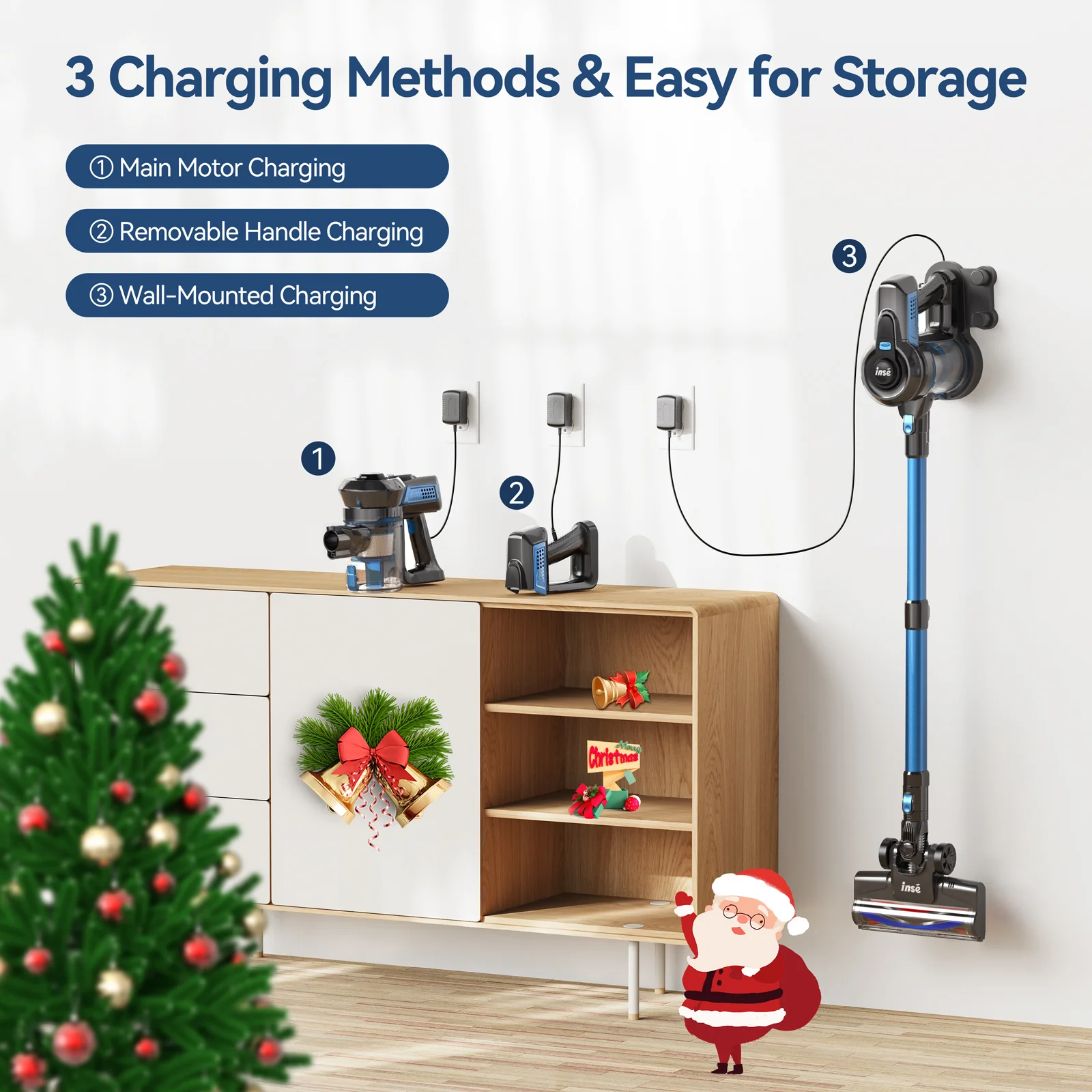 INSE Cordless Vacuum Cleaner,6 in 1 Powerful Stick Handheld Vacuum,25Kpa Vacuum Cleaner,45min Runtime,Lightweight Cordless Stick Vacuum for Hard Floor Carpet Pet Hair,N670 - Image 9