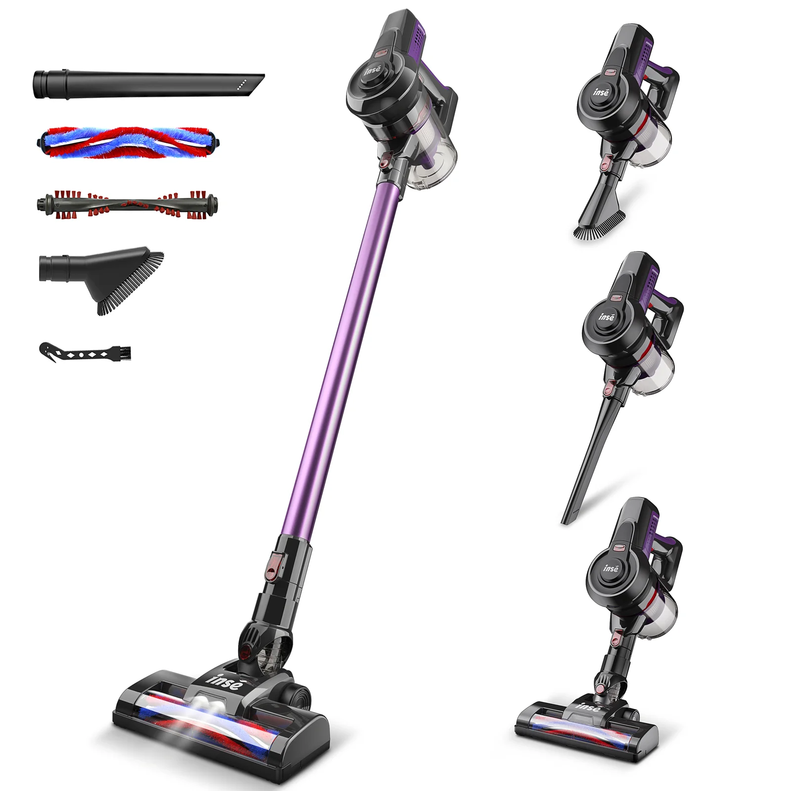 INSE Cordless Vacuum Cleaner,6-in-1 Rechargeable Stick Vacuum Lightweight for Carpet Hardfloor Pet Hair Home,N520 Blue - Image 3
