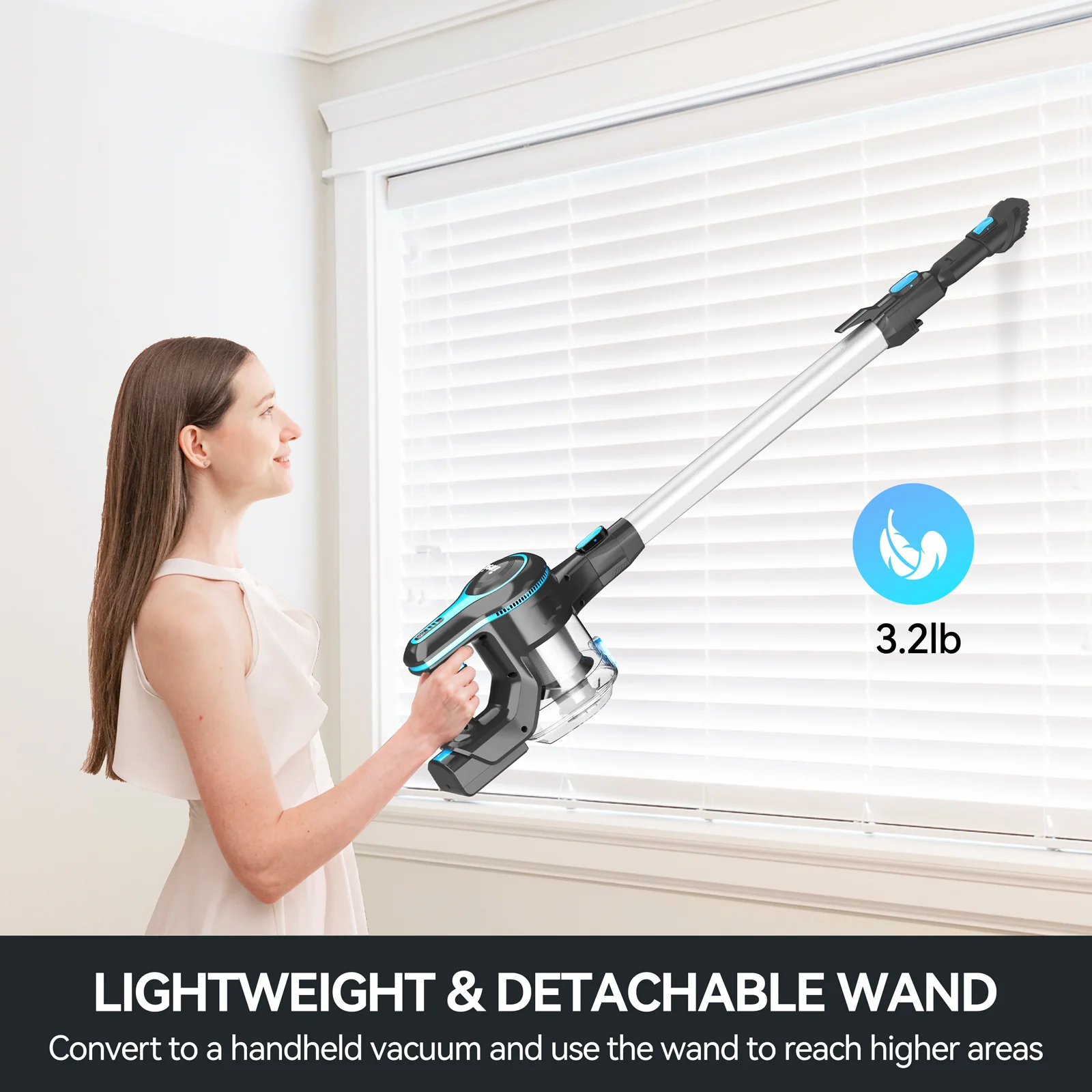 INSE Cordless Vacuum Cleaner,6-in-1 Rechargeable Stick Vacuum Lightweight for Carpet Hardfloor Pet Hair Home,N520 Blue - Image 5