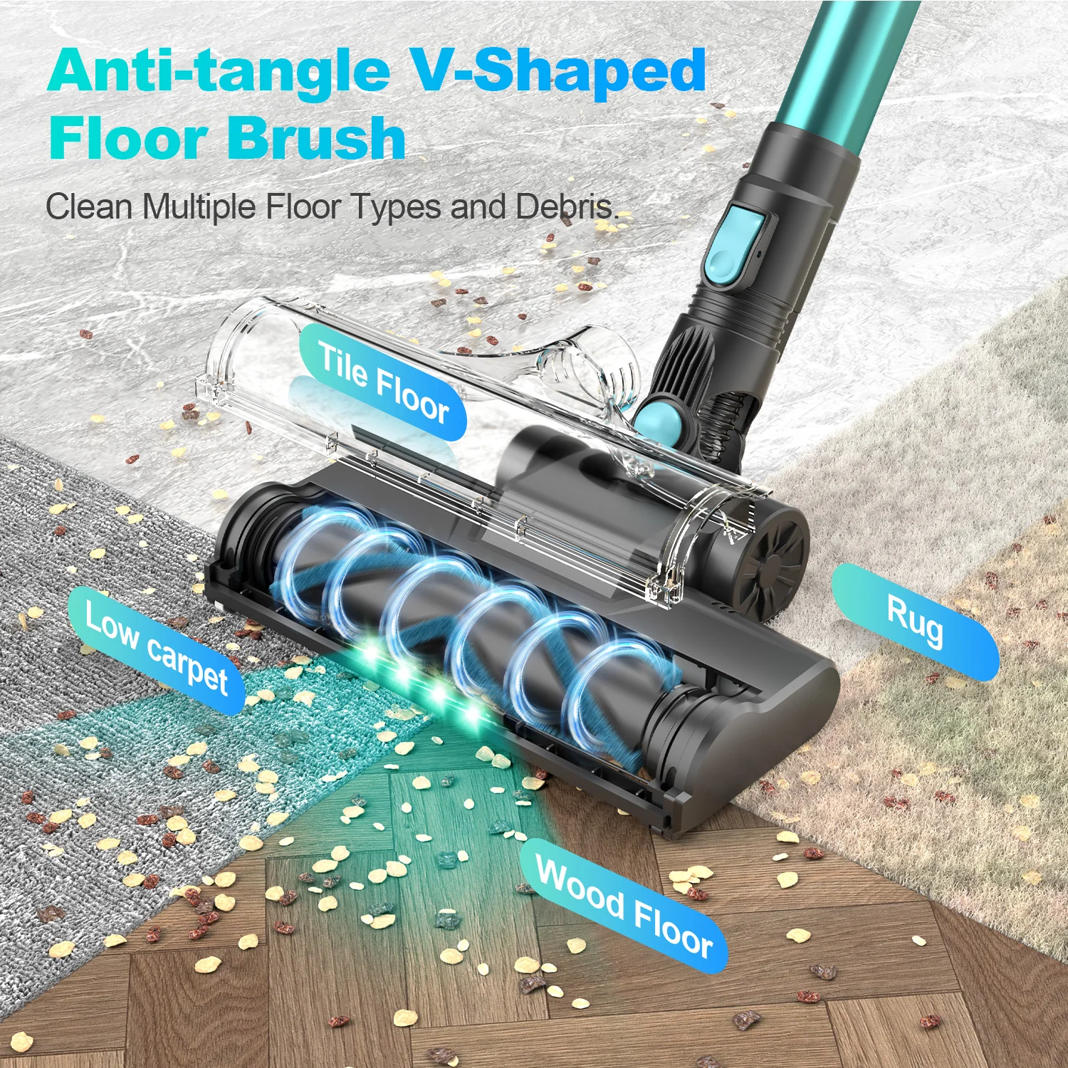 INSE Cordless Vacuum Cleaner,Ultra-Lightweight,LED Headlights,Removable Handheld Vacuum for Pet Hair Carpet Hardfloors,N3P Green - Image 7
