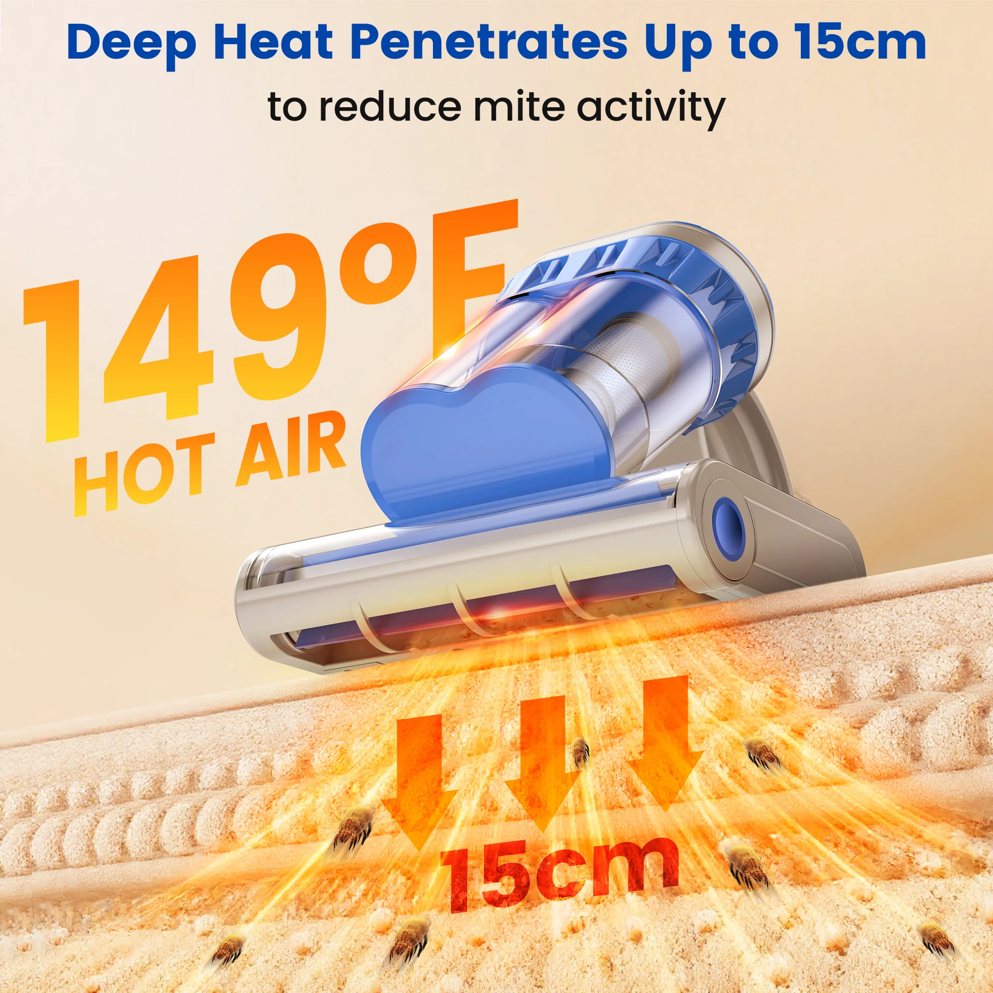 INSE Light Bed Vac Cleaner with HEPA Filter for Mattress Sofa Cirb Bed, M1 - Image 4