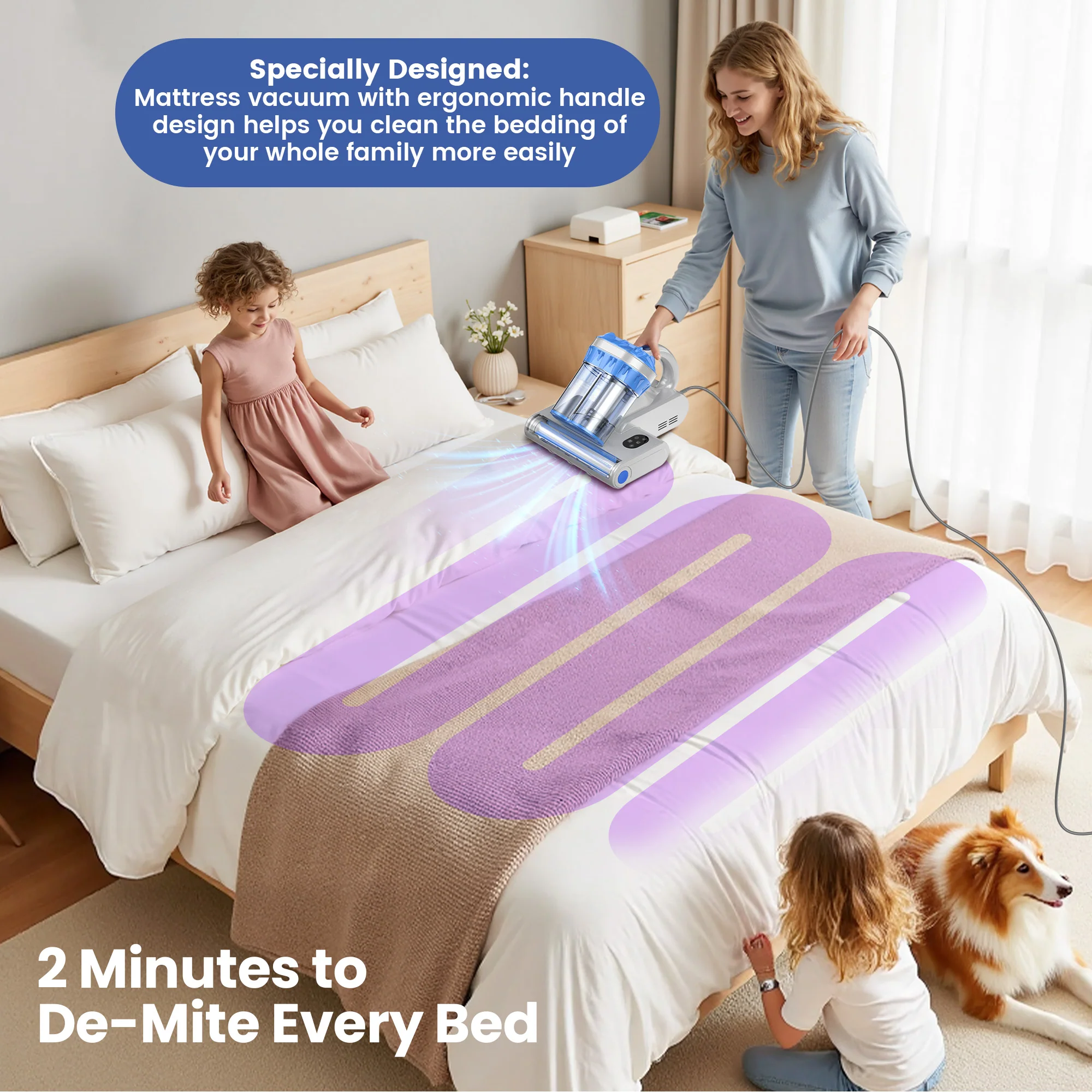 INSE Light Bed Vac Cleaner with HEPA Filter for Mattress Sofa Cirb Bed, M1 - Image 7
