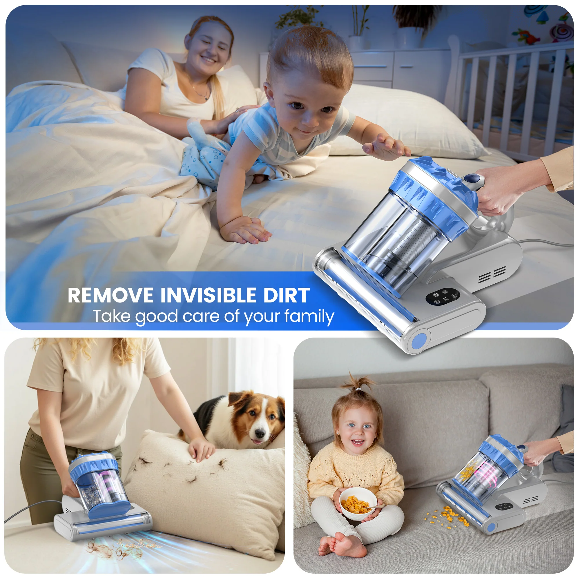 INSE Light Bed Vac Cleaner with HEPA Filter for Mattress Sofa Cirb Bed, M1 - Image 8