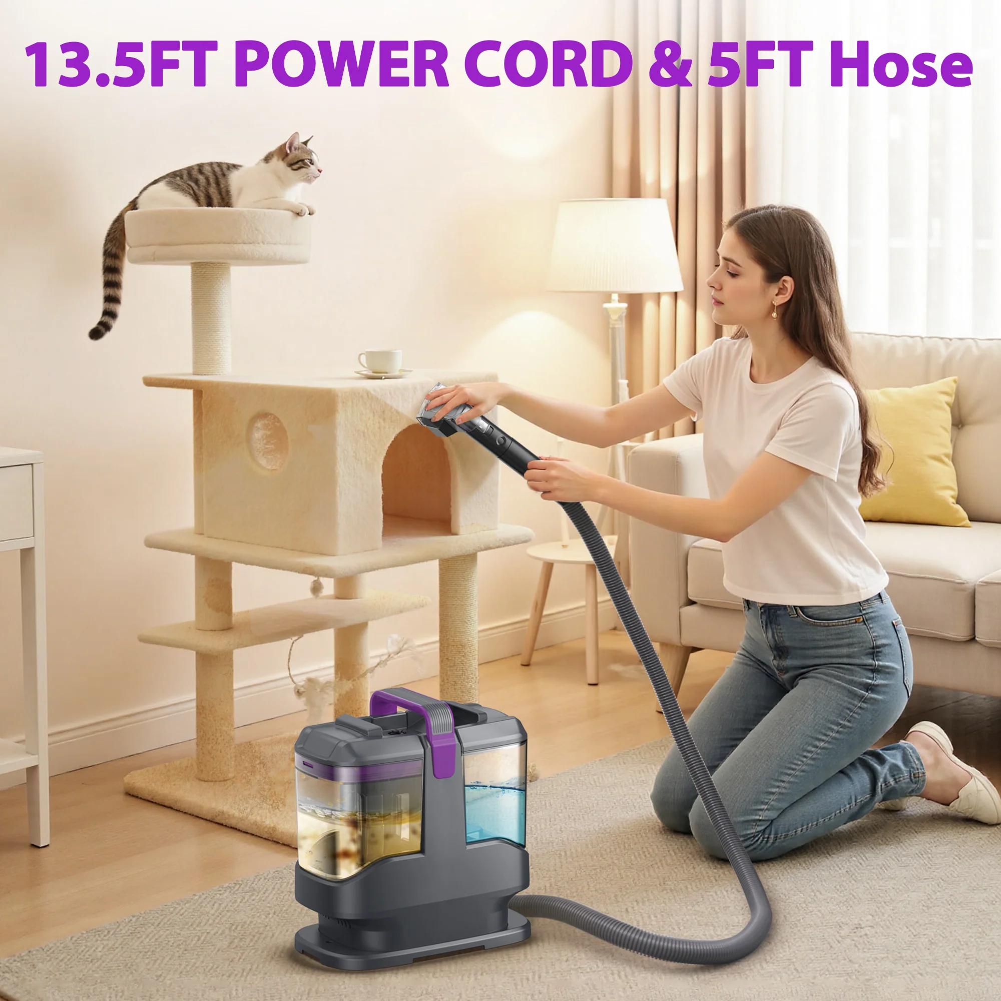 INSE Portable Carpet and Upholstery Vacuum Cleaner, Includes 8.5oz Stain Lifter, C9 - Image 4