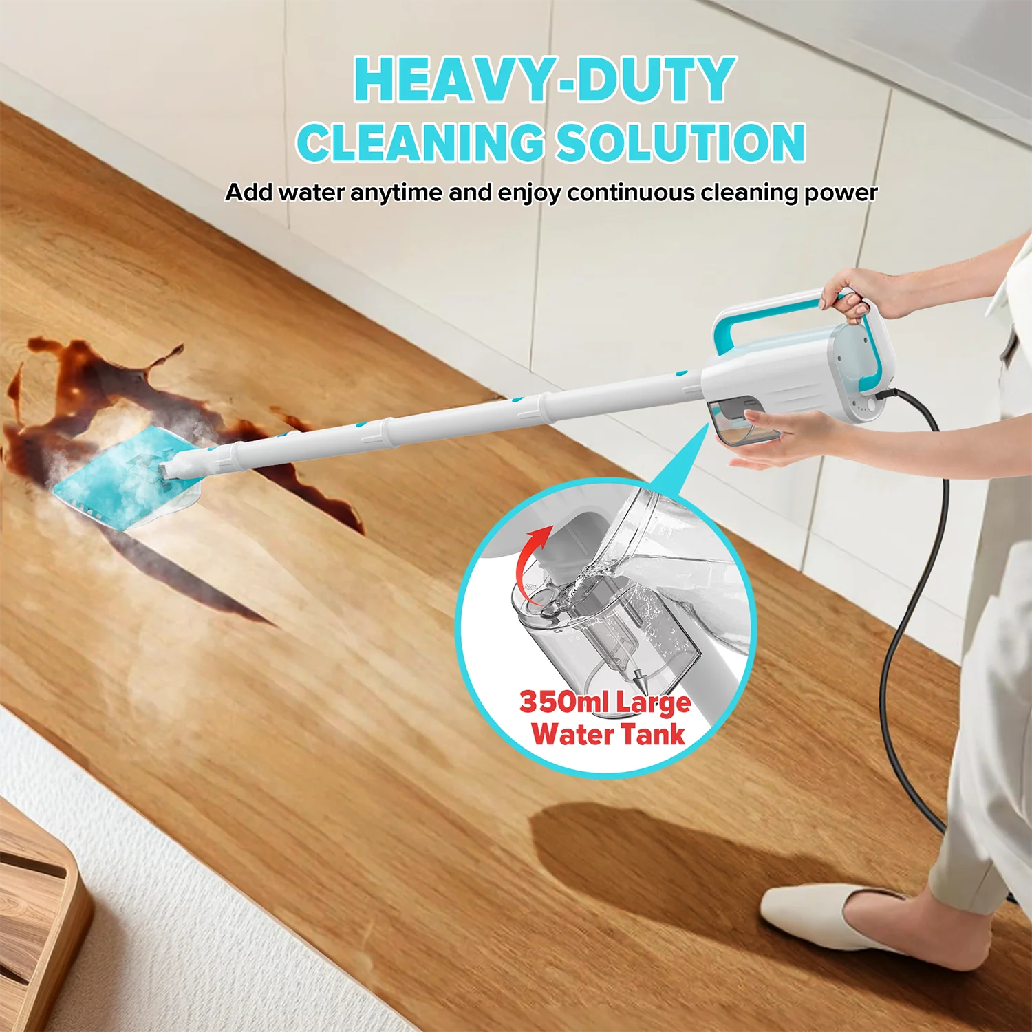 INSE Steam Mop,All-in-One Scrubbing and Sanitizing Detachable Floor Steamer,11 Accessories for Upholstery,Carpet & Furniture,F1 - Image 8