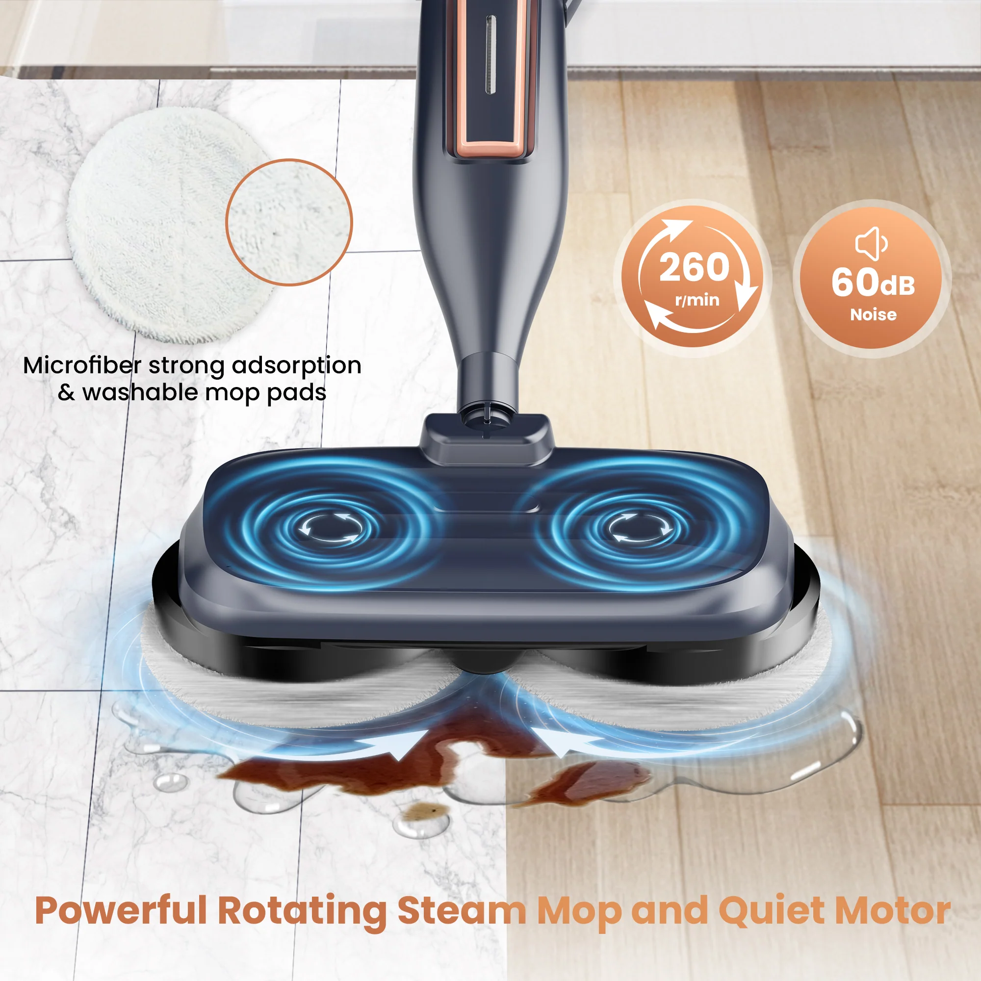 INSE Steam Mop with Rotating Pads, 10 in 1 Vacmop for Hardwood Floor, VM6 - Image 11