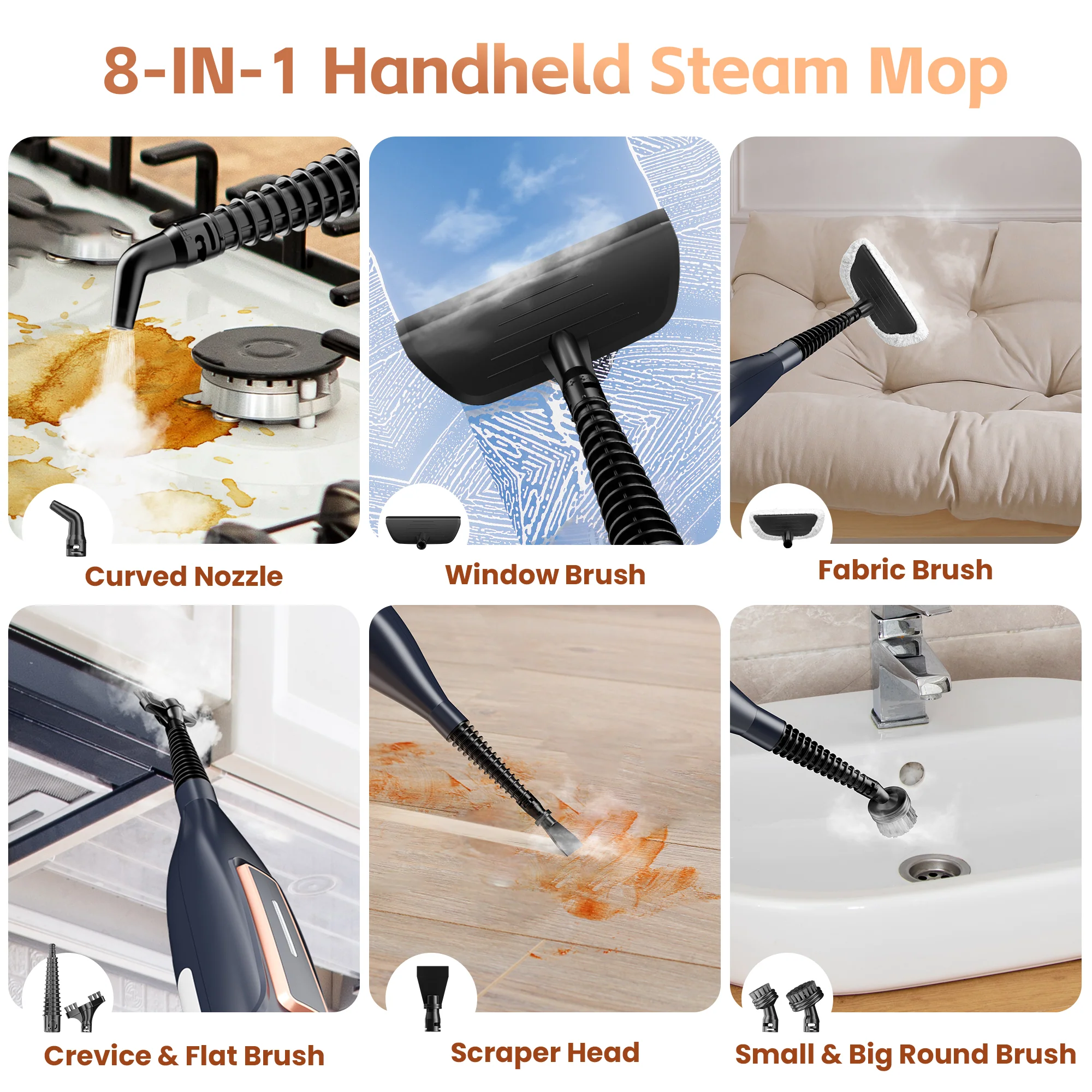 INSE Steam Mop with Rotating Pads, 10 in 1 Vacmop for Hardwood Floor, VM6 - Image 4