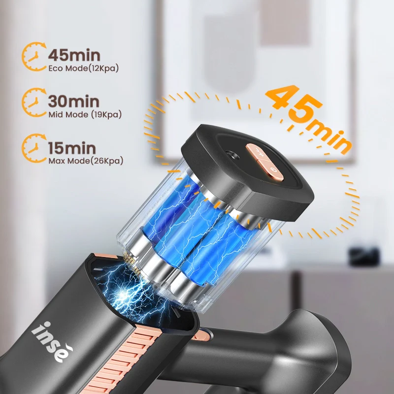 INSE S7P Cordless Stick Vacuum Rechargeable Vac For Hardfloor Carpet - Image 4
