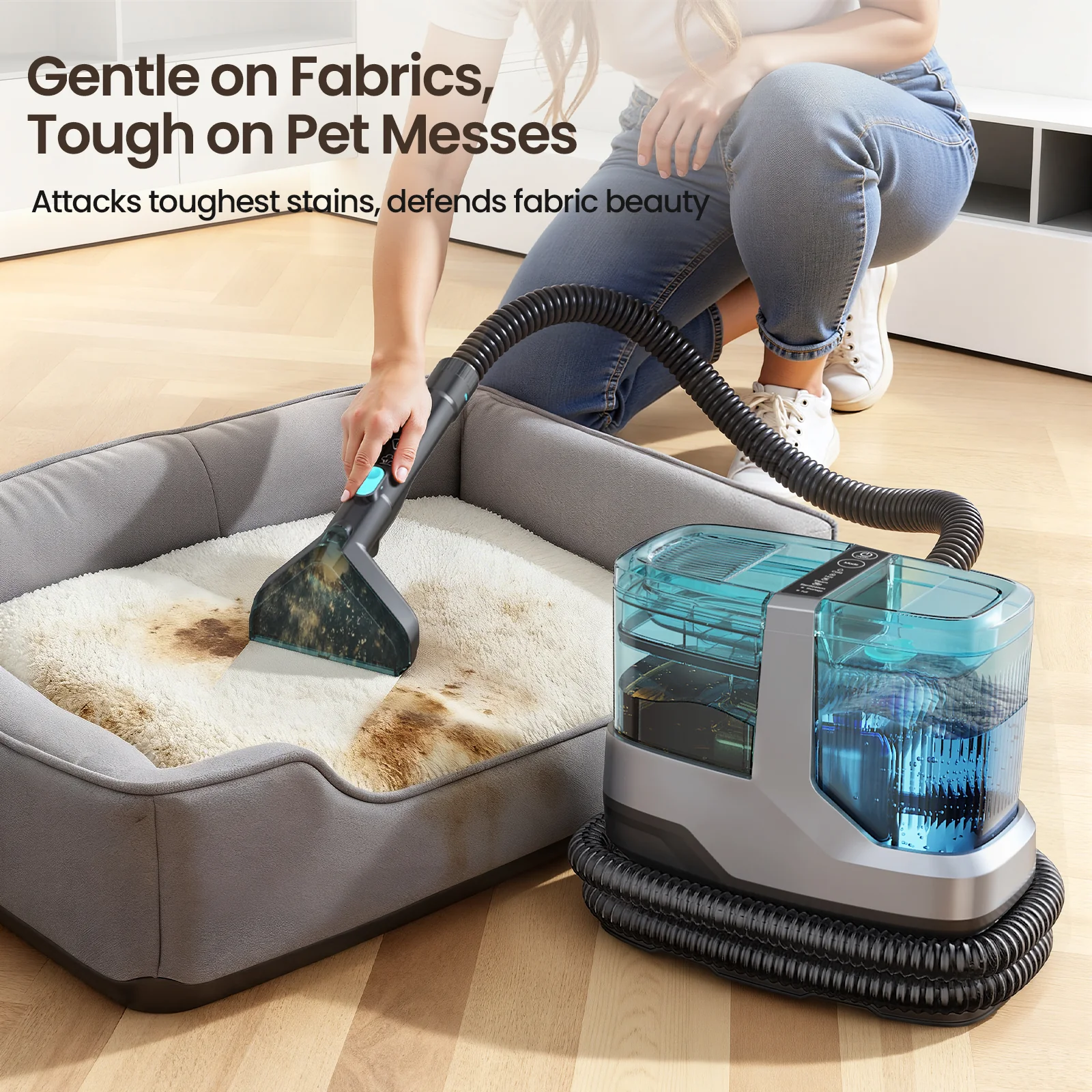 Steam Carpet Cleaner with 18KPa Deep Steam Cleaning, Portable Upholstery Cleaner Machine for Kitchen, Sofa, Pets Stains, Carpet, Car, with 10 Pcs Steam Cleaning Tool Set - Image 6