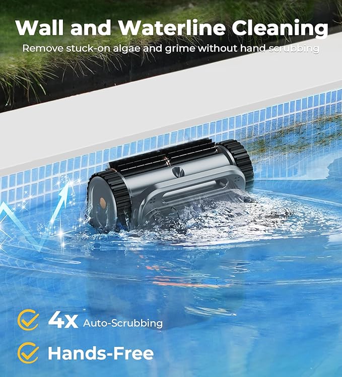 U8 Cordless Robotic Pool Cleaner for Walls & Waterline, Automatically Climbs & Cleans, No Hand-Scrubbing, Auto-Docking, 150min Runtime Pool Vacuum Robot for Inground Pools up to 2600 Sq.ft - Image 2