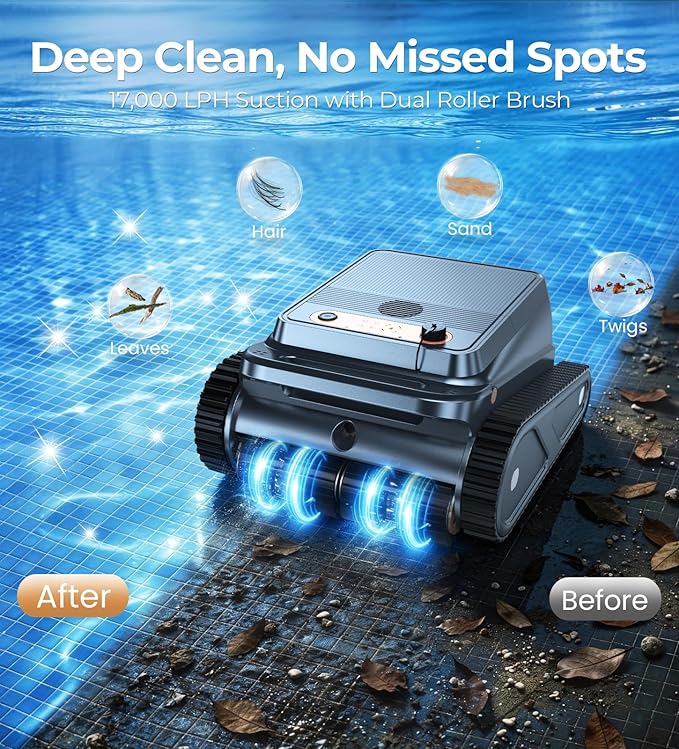 U8 Cordless Robotic Pool Cleaner for Walls & Waterline, Automatically Climbs & Cleans, No Hand-Scrubbing, Auto-Docking, 150min Runtime Pool Vacuum Robot for Inground Pools up to 2600 Sq.ft - Image 4