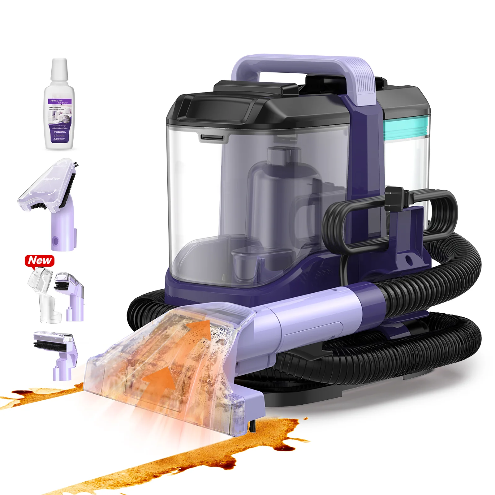 Upholstery Carpet Vacuum Cleaner, 18KPa Suction Spot Cleaning Machine for Pet Stains, Carpets, Sofa, Car Seats, Mattress, with 3 Multipurpose Cleaning Tools, 6'' Deep Cleaning Brush | Portable 3-in-1 Little Pink C9S - Image 15